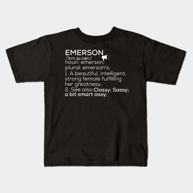 Emerson Name Emerson Definition Emerson Female Name Emerson Meaning Kids T-Shirt by TeeLogic